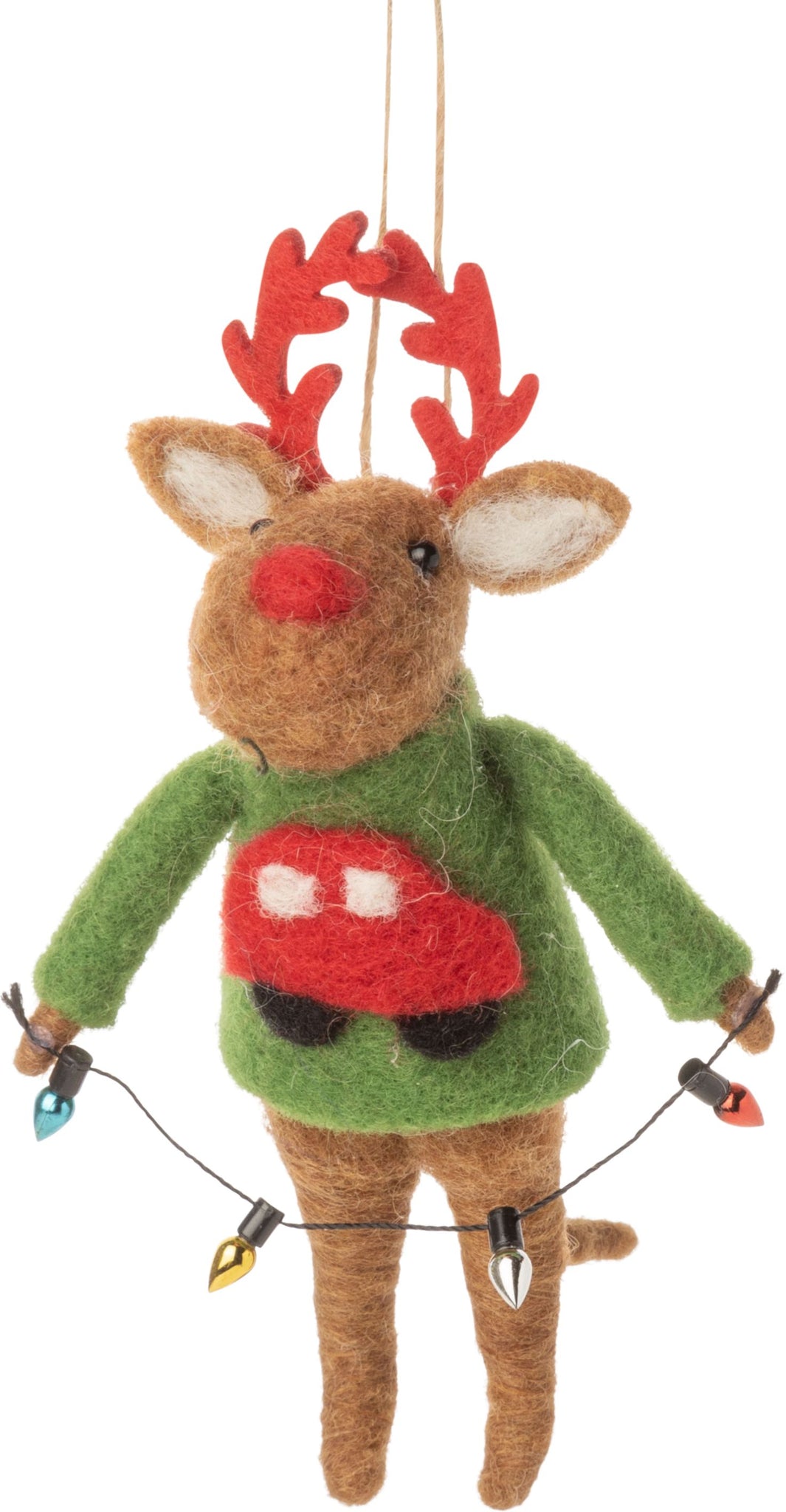 Felt Reindeer In A Sweater Ornament