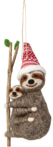 Felt Sloth Mom & Baby Ornament