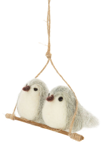 Felt Bird Pair On A Branch Ornament