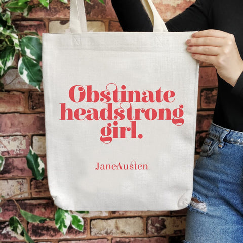 Jane Austen, Obstinate Headstrong Girl Tote Bag