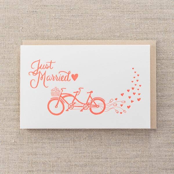 Just Married Tandem Bike Card