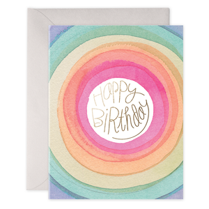 E Frances Happy Birthday Rainbow Swirl Card