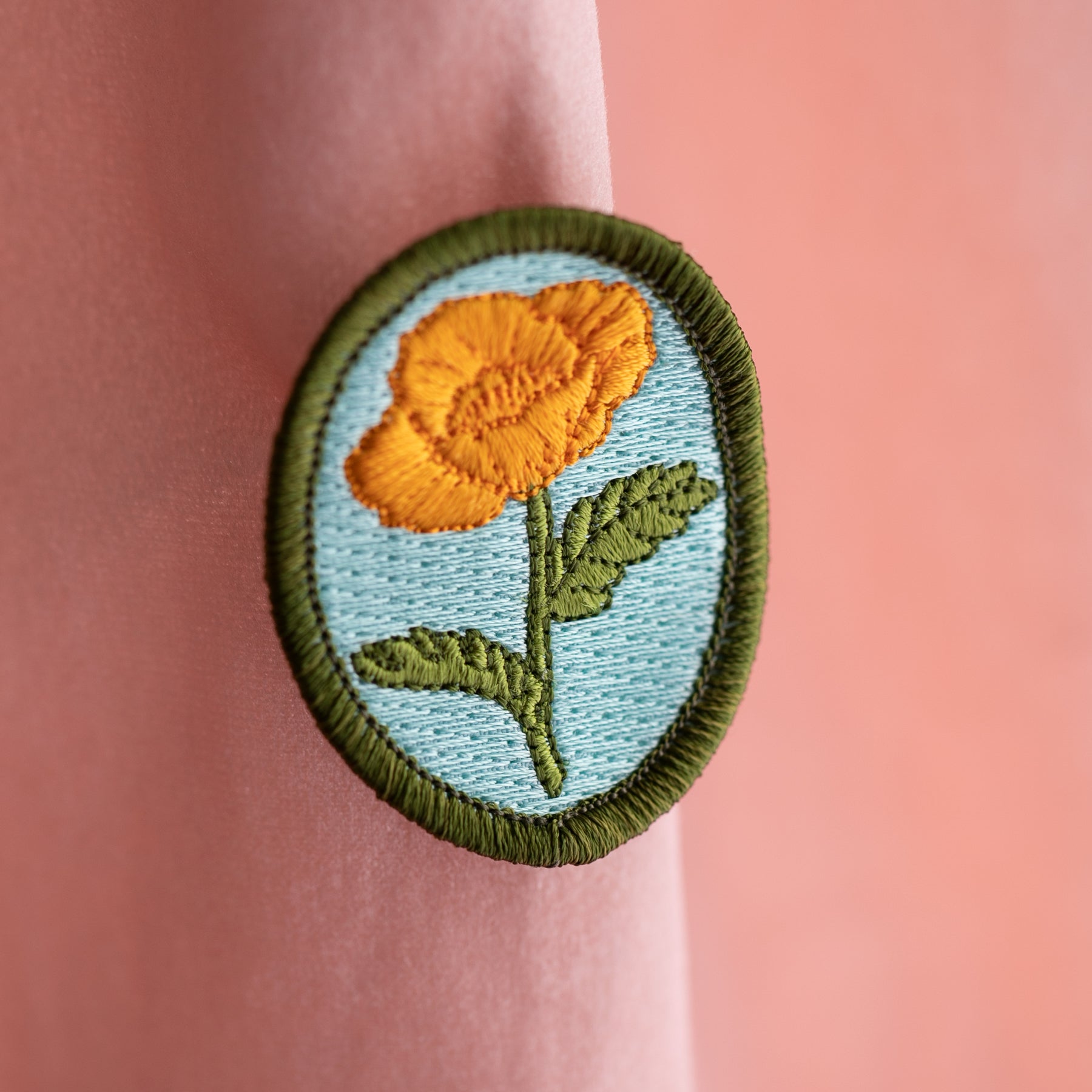 Embroidered Poppy Brooch