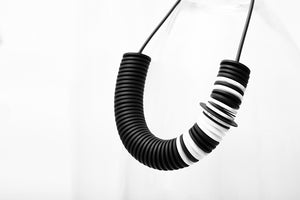 Pursuits Scroll Necklace, Black White