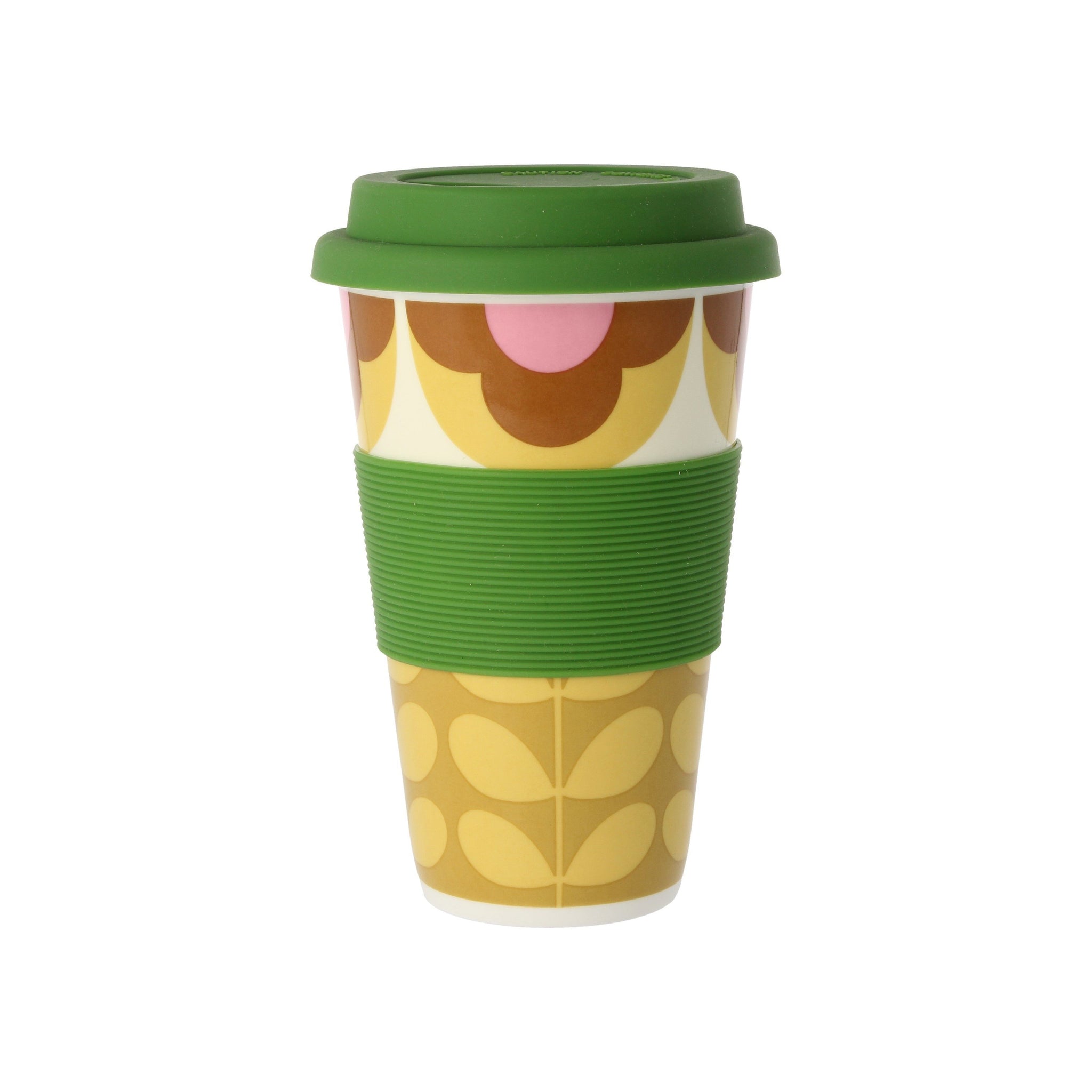 Orla Kiely Ceramic Travel Mug, Pink & Yellow