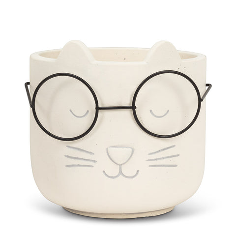 Cat With Glasses Planter