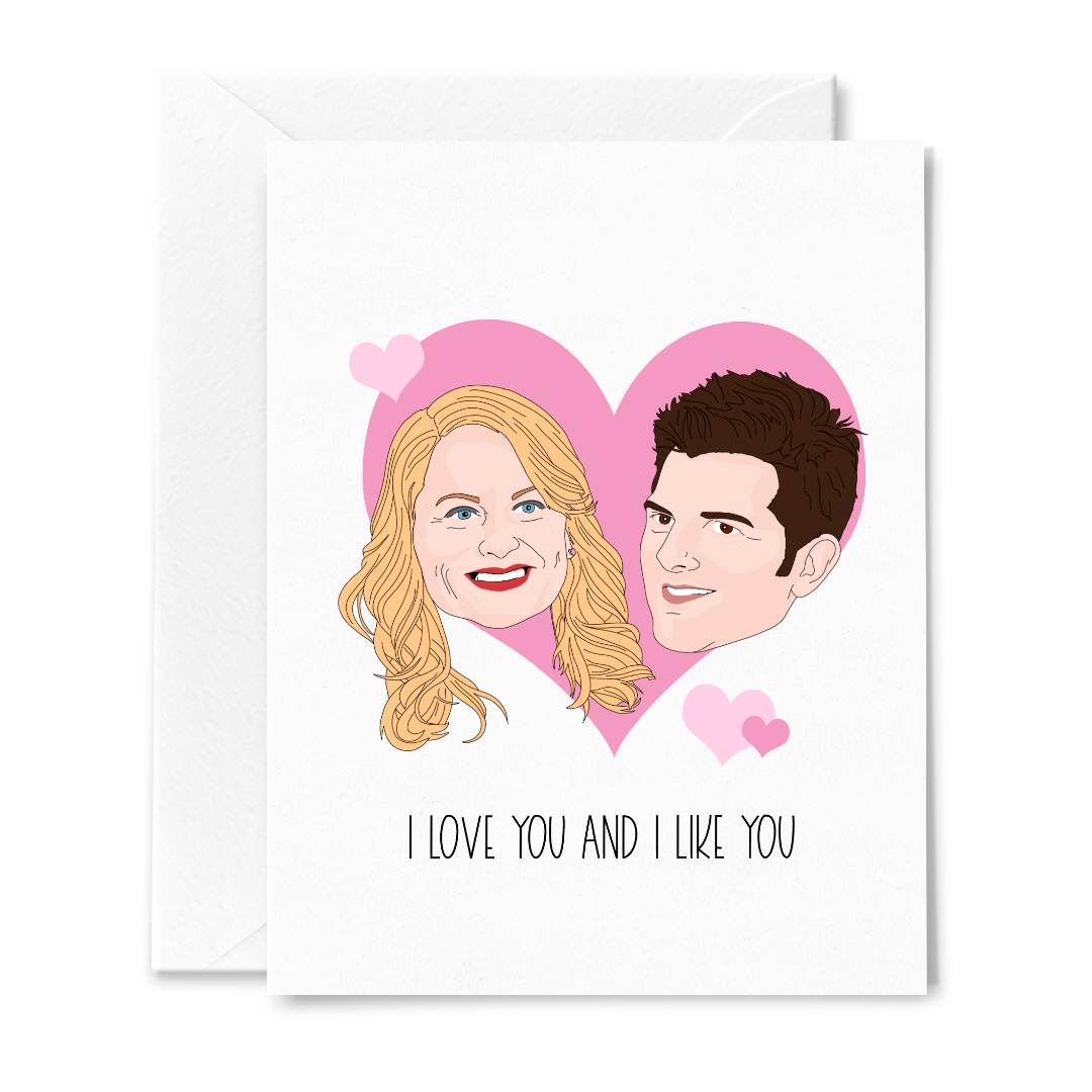 Leslie & Ben I Love You And I Like You Card