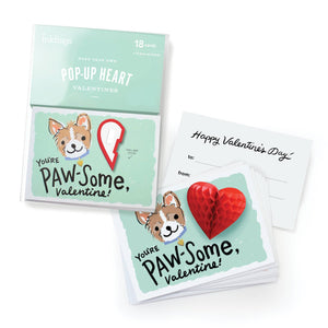You're Paw-Some, Valentine, Set of 18 Make Your Own Pop-Up Cards
