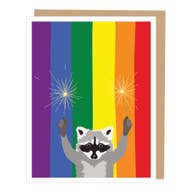Apartment 2 Pride Raccoon With Sparklers Card