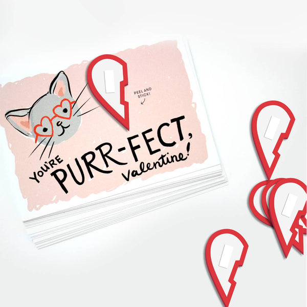 You're Purr-Fect, Valentine, Set of 18 Make Your Own Pop-Up Cards