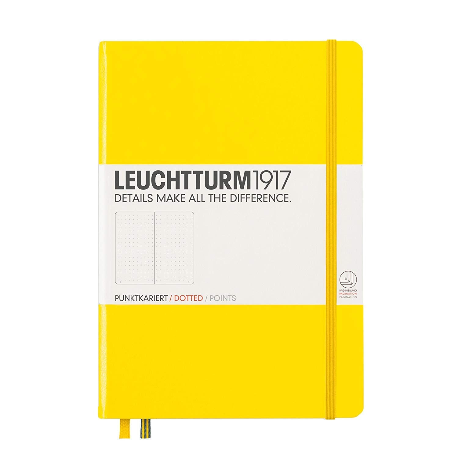 Leuchtturm 1917 Hardcover, Medium Dotted Notebook, Lemon