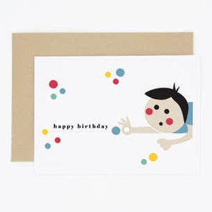 Madame Annie Playing Marbles Happy Birthday Card