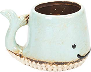 Ceramic Whale Mug / Planter, Aqua