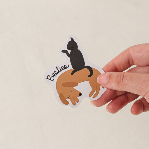 Cat & Dog Besties Sticker