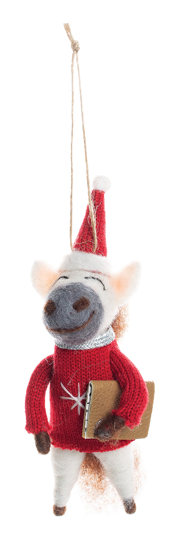 Felt Donkey In A Sweater & Hat Ornament