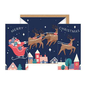 Ohh Deer Santa's Sleigh Concertina Merry Christmas Card