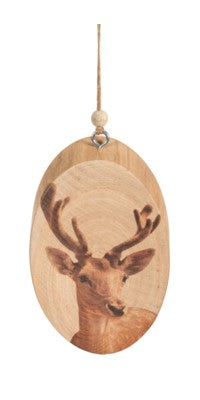 Wood Slice Deer Ornament