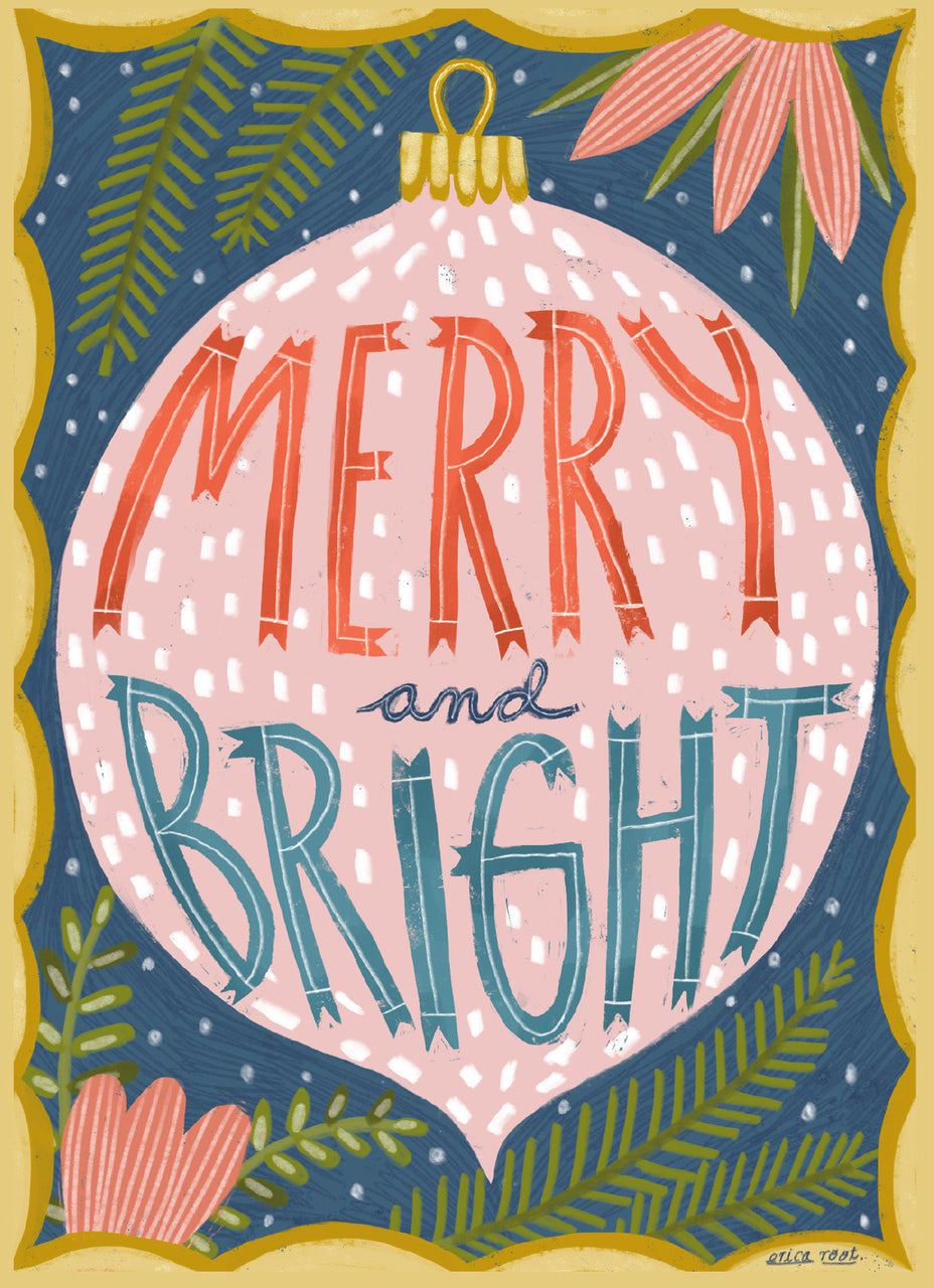 Merry And Bright Ornament Card