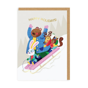 Ohh Deer Happy Holidays Animals Sledding Card
