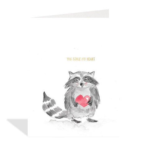 You Stole My Heart Raccoon Card