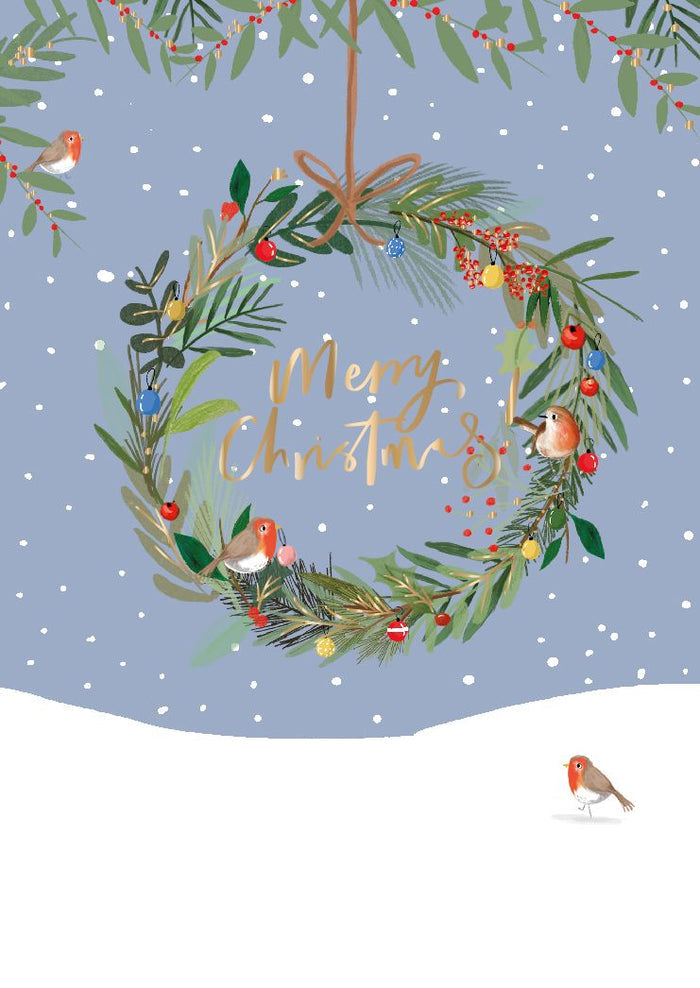 Robin Wreath Merry Christmas Card