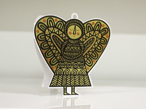Halfpenny Postage Choir Angel (Gold, Black & Red) Ornament Card