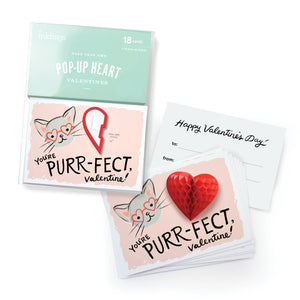 You're Purr-Fect, Valentine, Set of 18 Make Your Own Pop-Up Cards