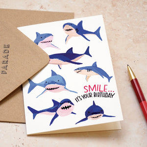 Paper Parade Sharks Smile... It's Your Birthday Card