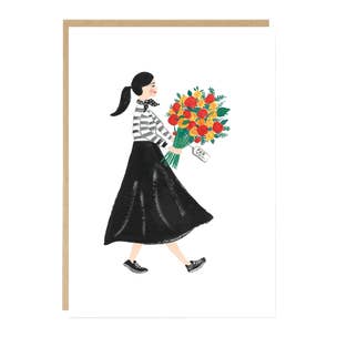 Jade Fisher Girl With Flowers Card