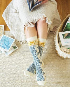 Woven Pear Cable Hearts Socks, Women's