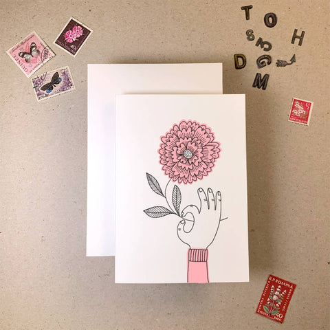 Flower With Hand Card