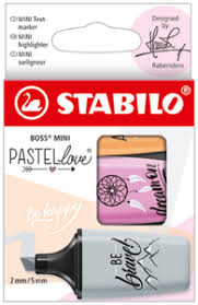 Stabilo Boss Mini Pastel Love Highlighters, 3 pack (grey, orange, rose)