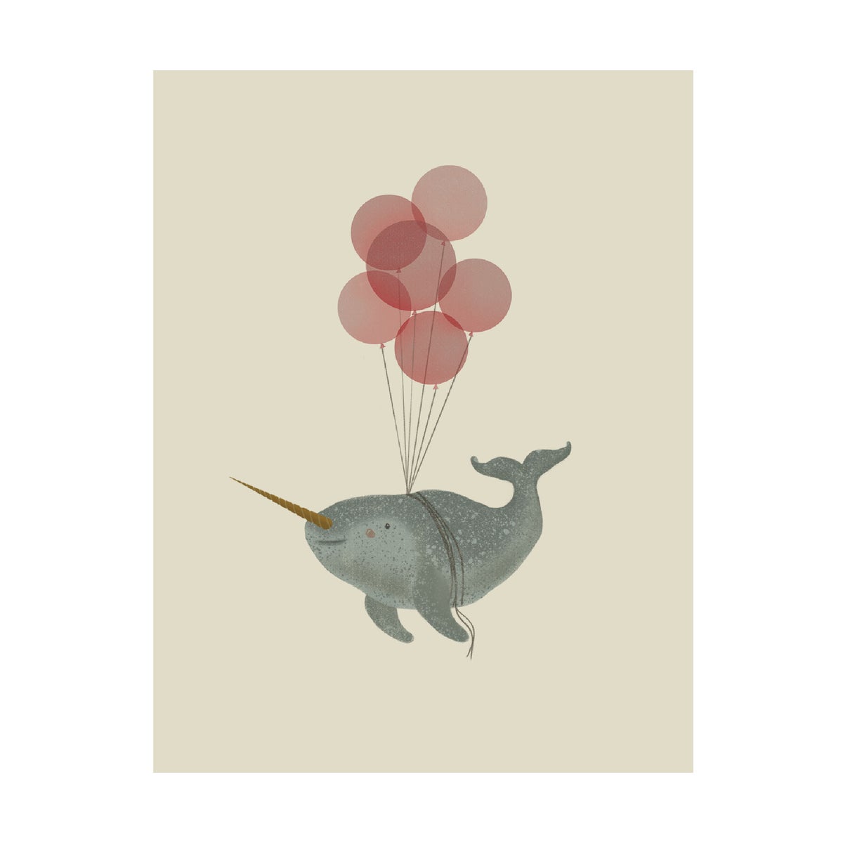 Paper Canoe Narwhal With Balloons Card