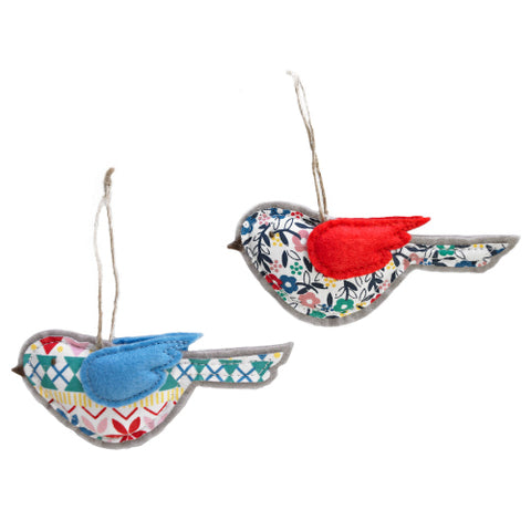 Retro Fabric Bird Ornaments
