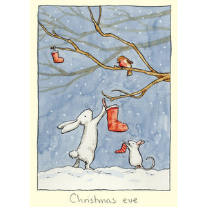 Christmas Eve Rabbit & Mouse Card